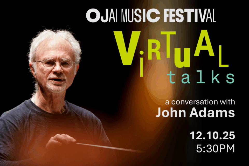 John Adams with conducting baton