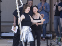 OJAI, CA – June 9, 2017: Claire Chase, Tyshawn Sorey, and Pauchi Sasaki. Photo Credit: David Bazemore.