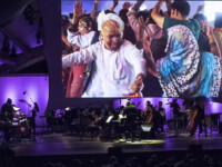 OJAI, CA – June 10, 2017: Radhe Radhe: Rites of Holi by Vijay Iyer (composer) & Prashant Barghava (filmmaker) with Steven Schick (conductor) and ICE. Photo Credit: David Bazemore.