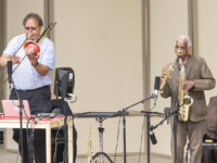 OJAI, CA – June 11, 2017: The Trio featuring George Lewis (trombone and electronics), Roscoe Mitchell (winds). Photo Credit: David Bazemore.