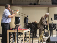 OJAI, CA – June 11, 2017: The Trio featuring George Lewis (trombone and electronics), Roscoe Mitchell (winds), and Muhal Richard Abrams (piano). Photo Credit: David Bazemore.