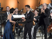 OJAI, CA – June 8, 2017: World Premiere of Trouble, with Jennifer Koh, Vijay Iyer, and Steven Schick. Photo Credit: David Bazemore